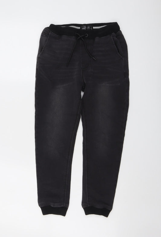 NEXT Boys Grey Cotton Tapered Jeans Size 9 Months Regular Drawstring