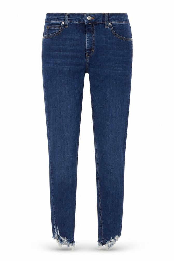 Topshop Womens Blue Cotton Skinny Jeans Size 30 in L30 in Regular Button - Distressed ankle detail