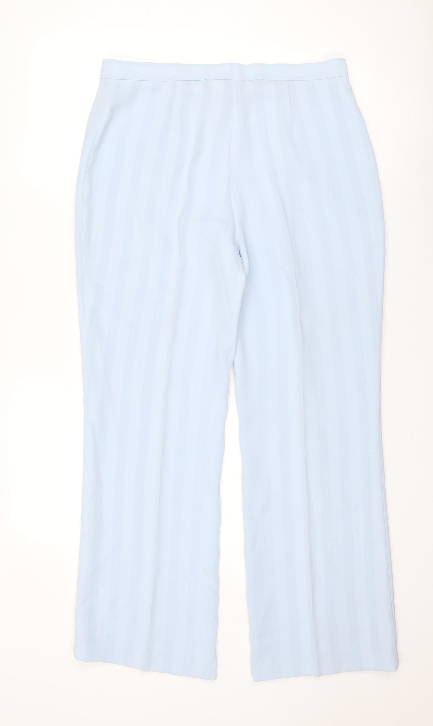 Busy Womens Blue Striped Polyester Trousers Size 14 Regular Zip