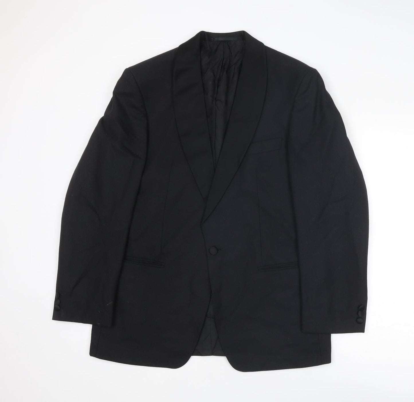 St Michael Mens Black Wool Tuxedo Suit Jacket Size 40 Regular