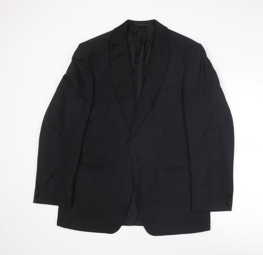 St Michael Mens Black Wool Tuxedo Suit Jacket Size 40 Regular