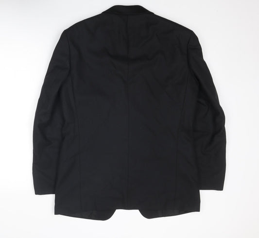 St Michael Mens Black Wool Tuxedo Suit Jacket Size 40 Regular