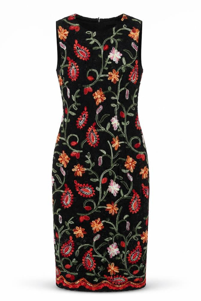 Per Una Womens Multicoloured Paisley Polyamide Pencil Dress Size 8 Boat Neck Zip