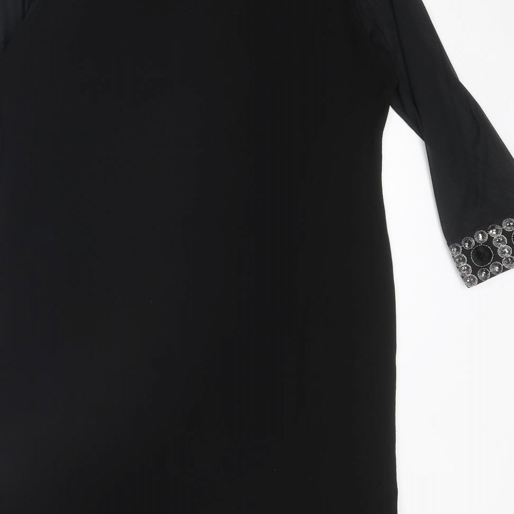 Tiana B Womens Black Polyester Sheath Size 8 Boat Neck Pullover - Embellished