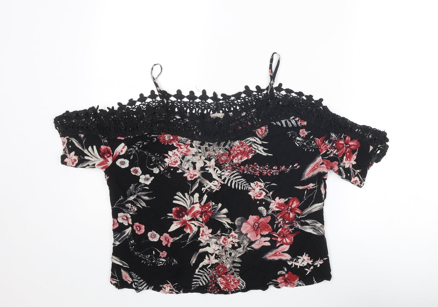 Voyelles Womens Multicoloured Floral Viscose Basic Blouse Size M Round Neck - Cold Shoulder