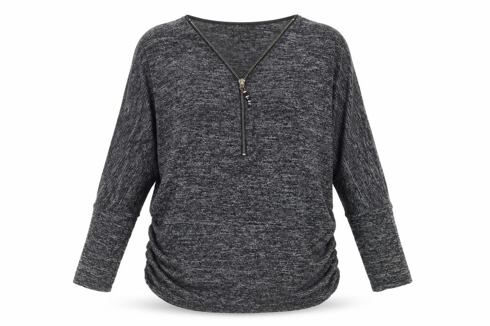 Mela London Womens Grey V-Neck Polyester Pullover Jumper Size M