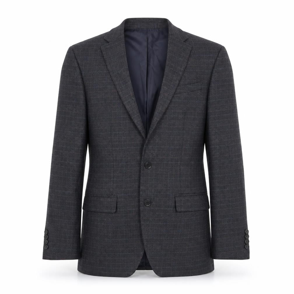 Marks and Spencer Mens Blue Plaid Polyester Jacket Suit Jacket Size 36 Regular