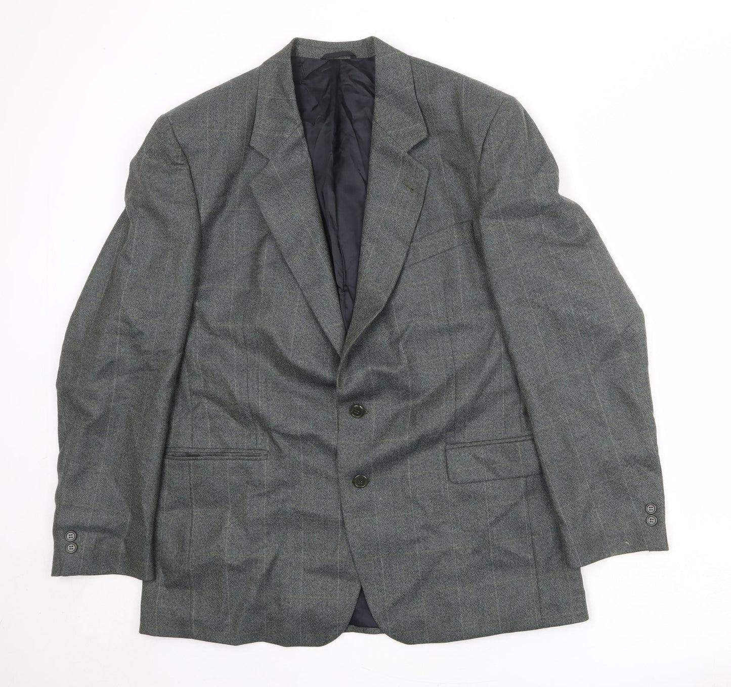 Periscope Mens Green Check Polyester Jacket Suit Jacket Size 44 Regular
