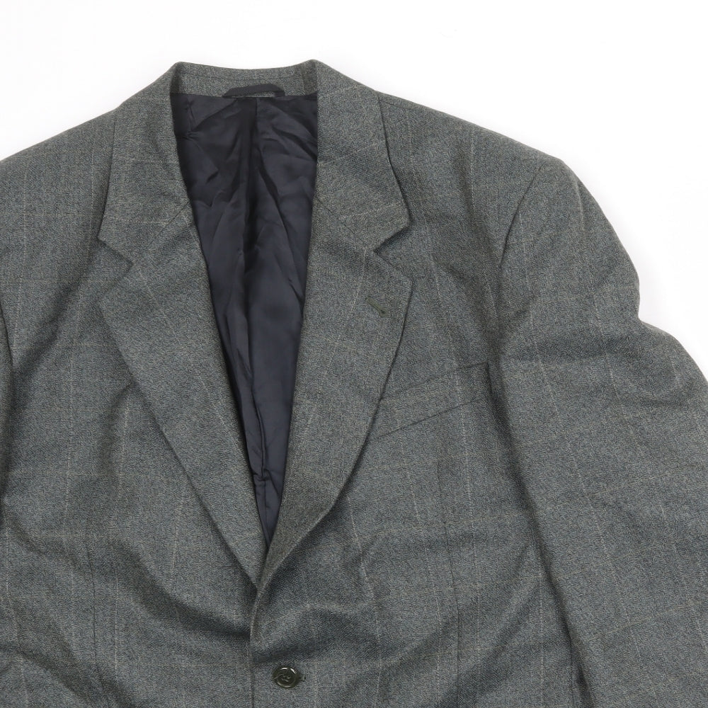 Periscope Mens Green Check Polyester Jacket Suit Jacket Size 44 Regular