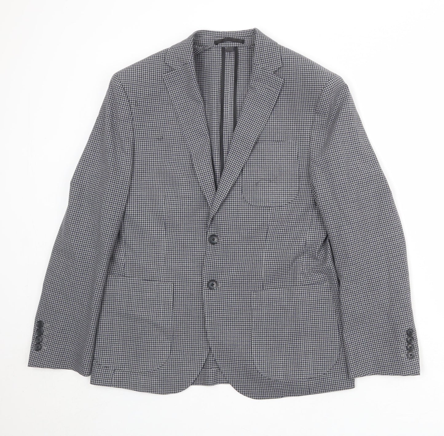 Marks and Spencer Mens Grey Geometric Polyester Jacket Blazer Size 38 Regular