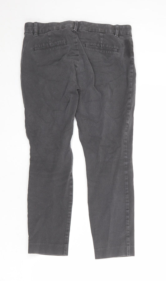 Gap Womens Grey Cotton Chino Trousers Size 8 Regular Zip