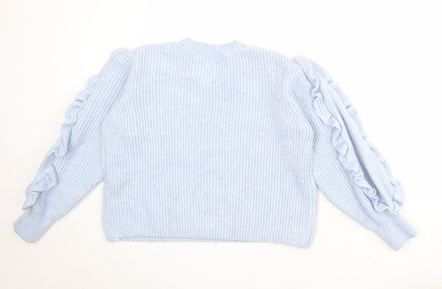 Zara Womens Blue Round Neck Acrylic Pullover Jumper Size M
