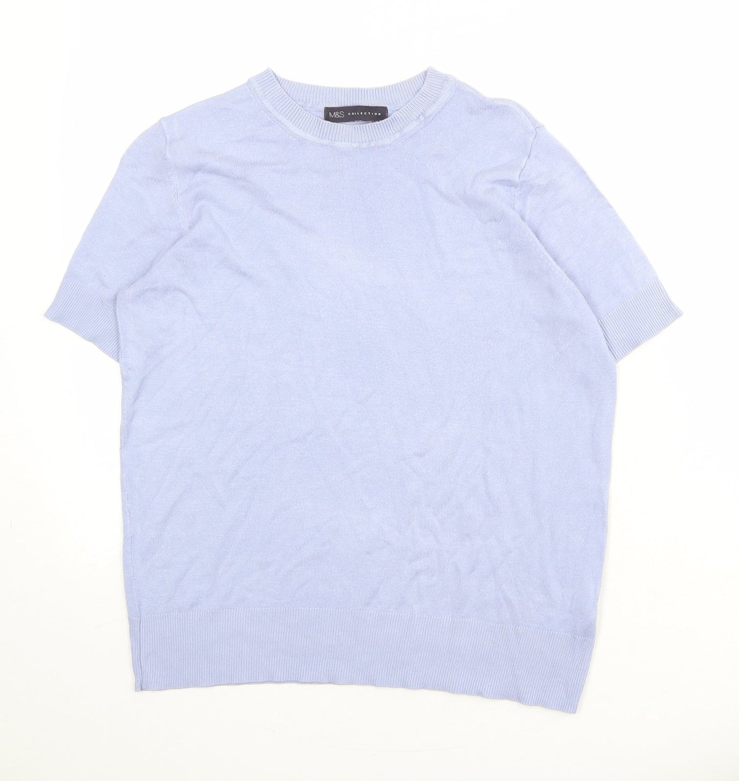 Marks and Spencer Womens Blue Round Neck Viscose Pullover Jumper Size 10