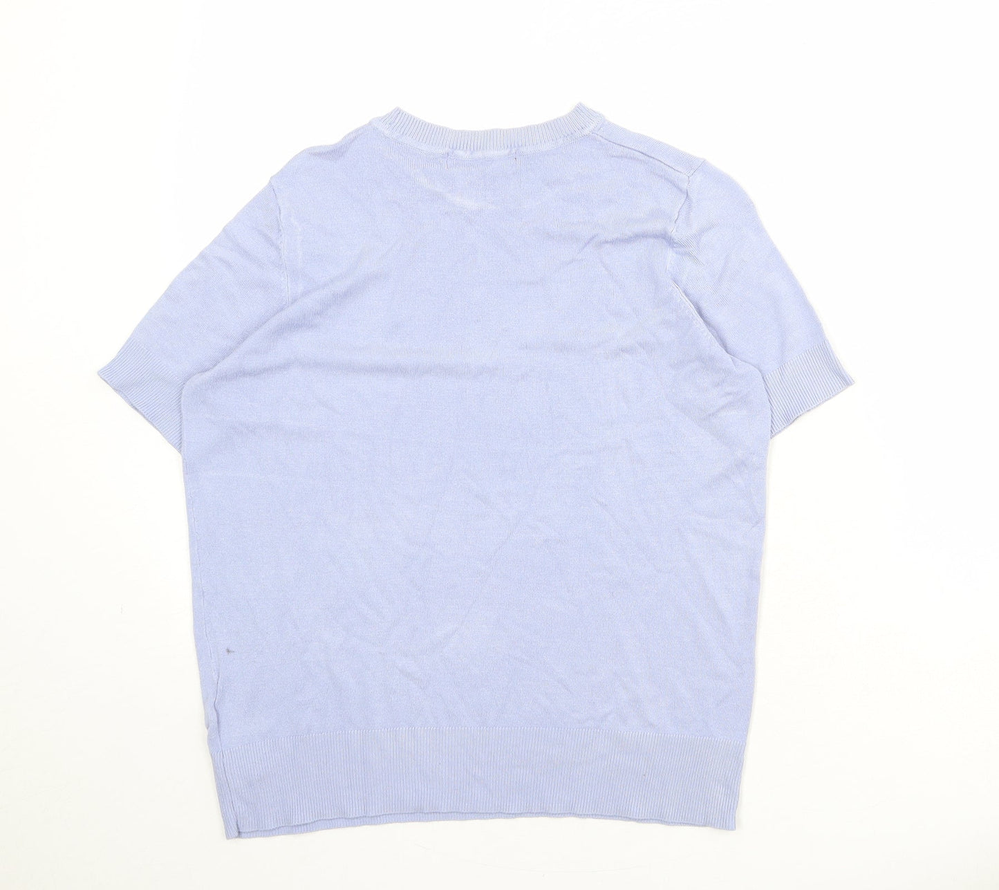 Marks and Spencer Womens Blue Round Neck Viscose Pullover Jumper Size 10