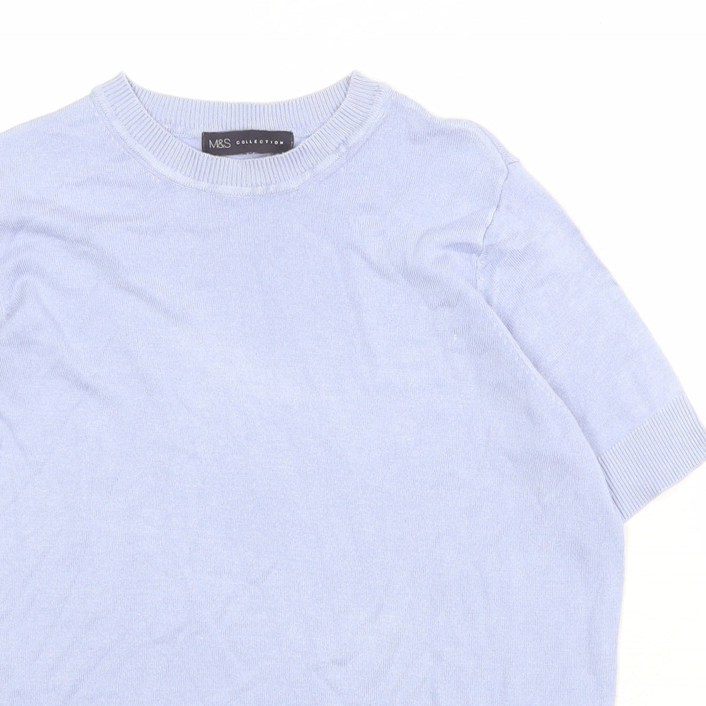 Marks and Spencer Womens Blue Round Neck Viscose Pullover Jumper Size 10