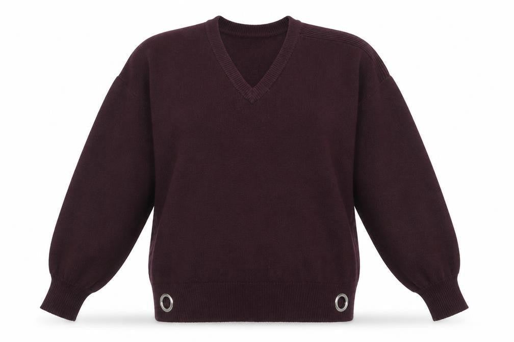 River Island Womens Red V-Neck Acrylic Pullover Jumper Size S - Cut out Detail