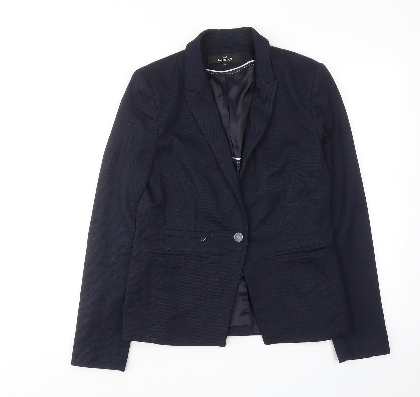 NEXT Womens Blue Polyester Jacket Suit Jacket Size 10