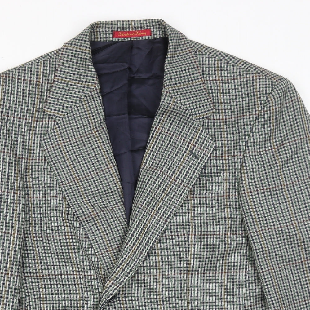 Debenhams Mens Green Geometric Wool Jacket Blazer Size 40 Regular