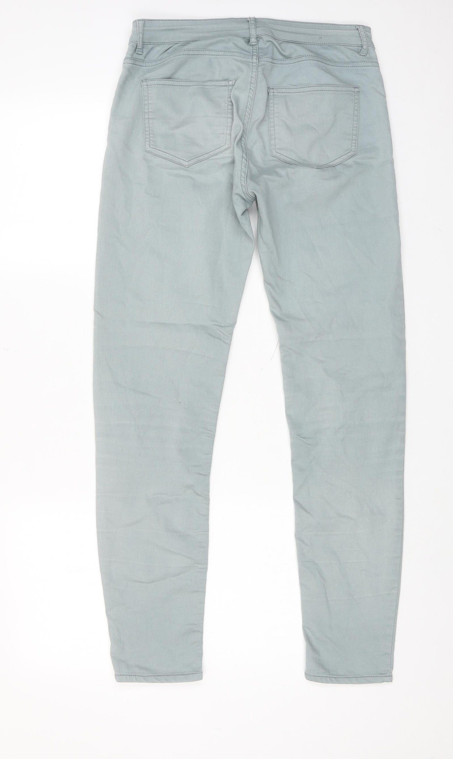 H&M Womens Blue Cotton Skinny Jeans Size 10 Regular Zip