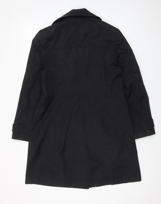 Sophie Gray Womens Black Trench Coat Coat Size 14 Button