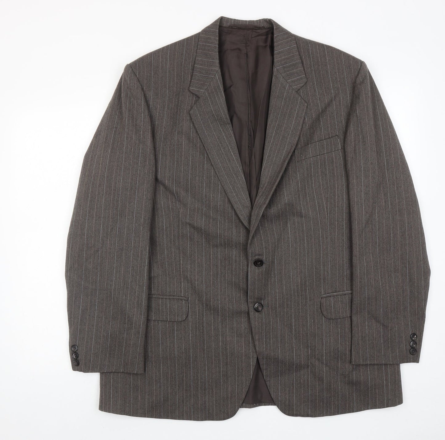Stylex Fashions Mens Grey Striped Polyester Jacket Suit Jacket Size 44 Regular