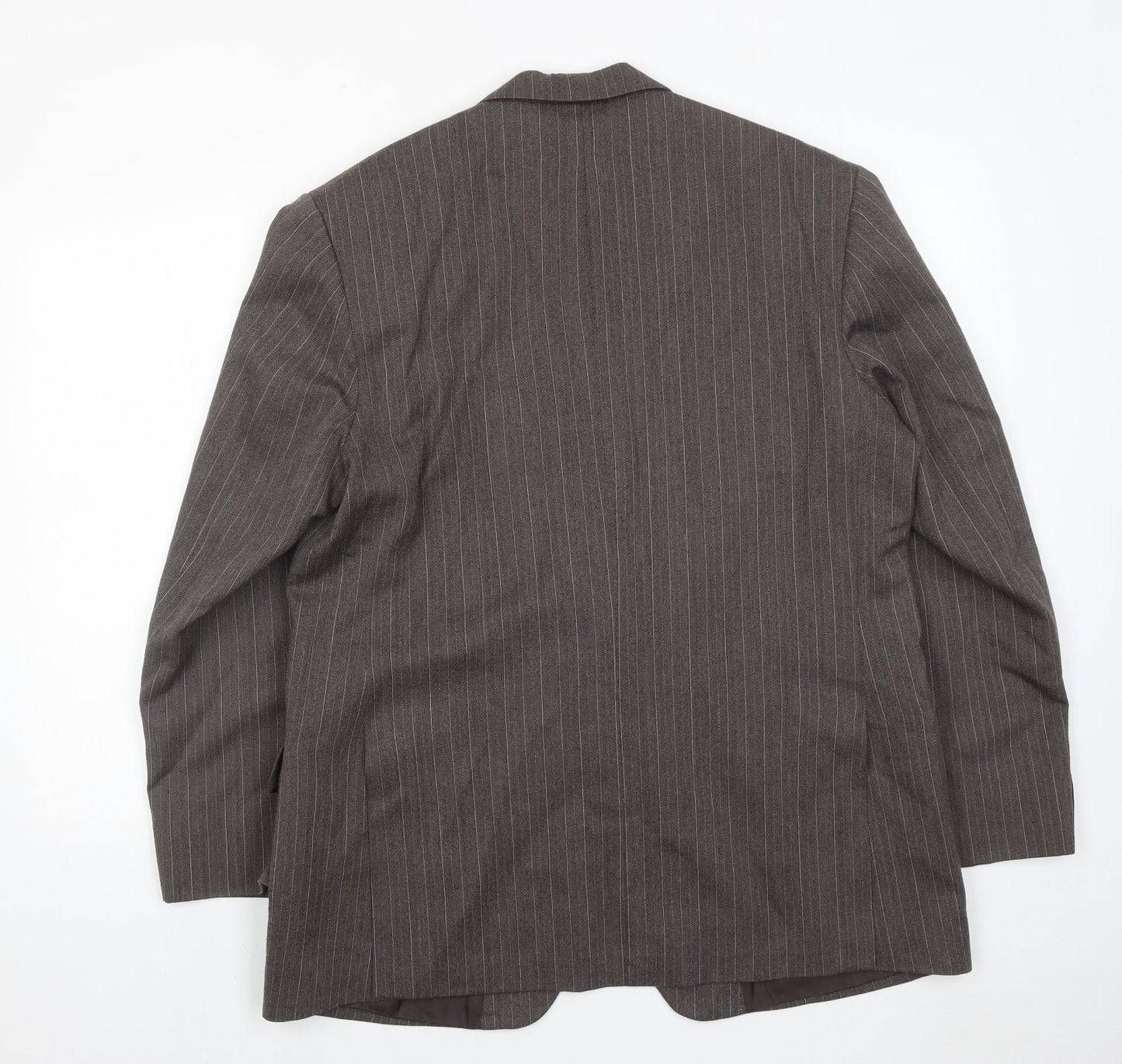 Stylex Fashions Mens Grey Striped Polyester Jacket Suit Jacket Size 44 Regular