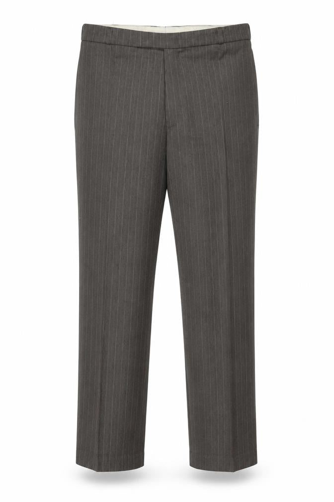 Stylex Fashions Mens Grey Striped Wool Dress Pants Trousers Size 38 in Regular Hook & Eye