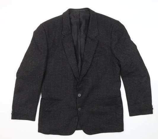 Nico Mens Black Geometric Wool Jacket Blazer Size 40 Regular