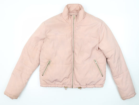 New Look Womens Pink Puffer Jacket Jacket Size 8 Zip