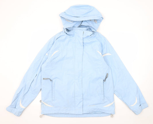 Mountain Life Womens Blue Geometric Windbreaker Jacket Size 12 Zip