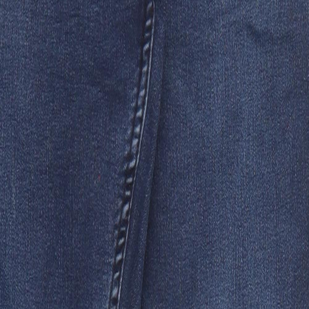 Marks and Spencer Womens Blue Cotton Skinny Jeans Size 10 Regular Zip - Long lenth