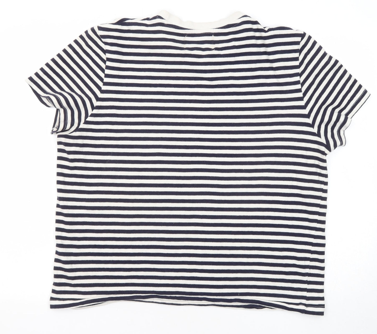 Stronghold Womens Blue Striped Cotton Basic T-Shirt Size M Round Neck