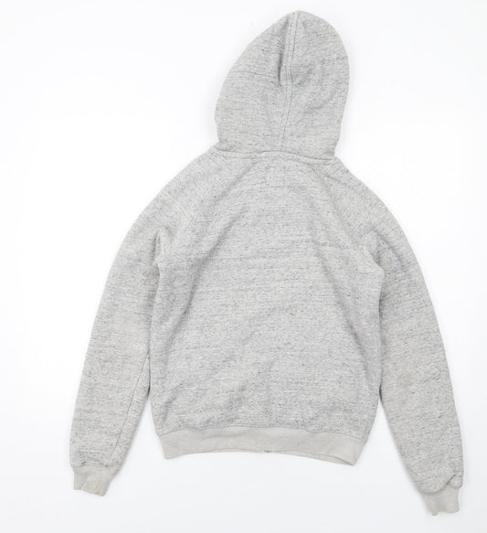 Jack Wills Womens Grey Cotton Full Zip Hoodie Size 6 Zip