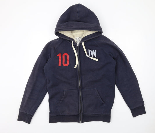 Jack Wills Mens Blue Cotton Full Zip Hoodie Size M
