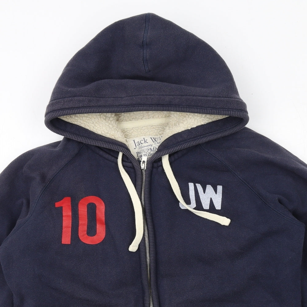 Jack Wills Mens Blue Cotton Full Zip Hoodie Size M