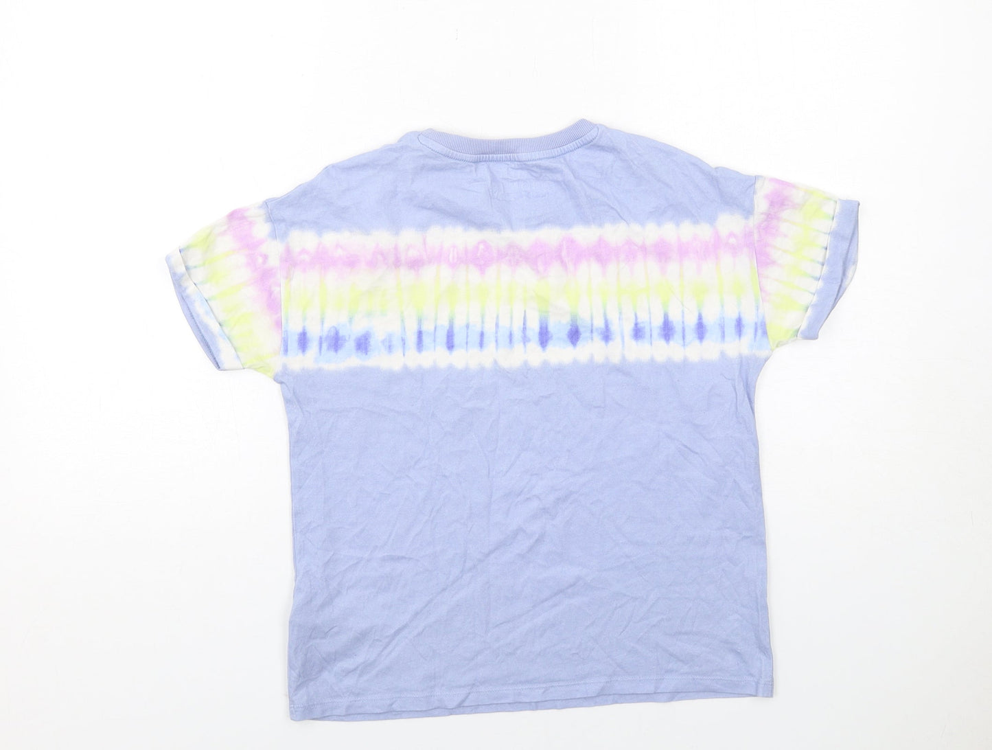 Marks and Spencer Boys Blue Cotton Basic T-Shirt Size 12-13 Years Round Neck Pullover - Dye Affect