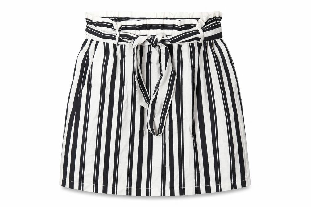 Topshop Womens White Striped Viscose A-Line Skirt Size 12 - Belt included
