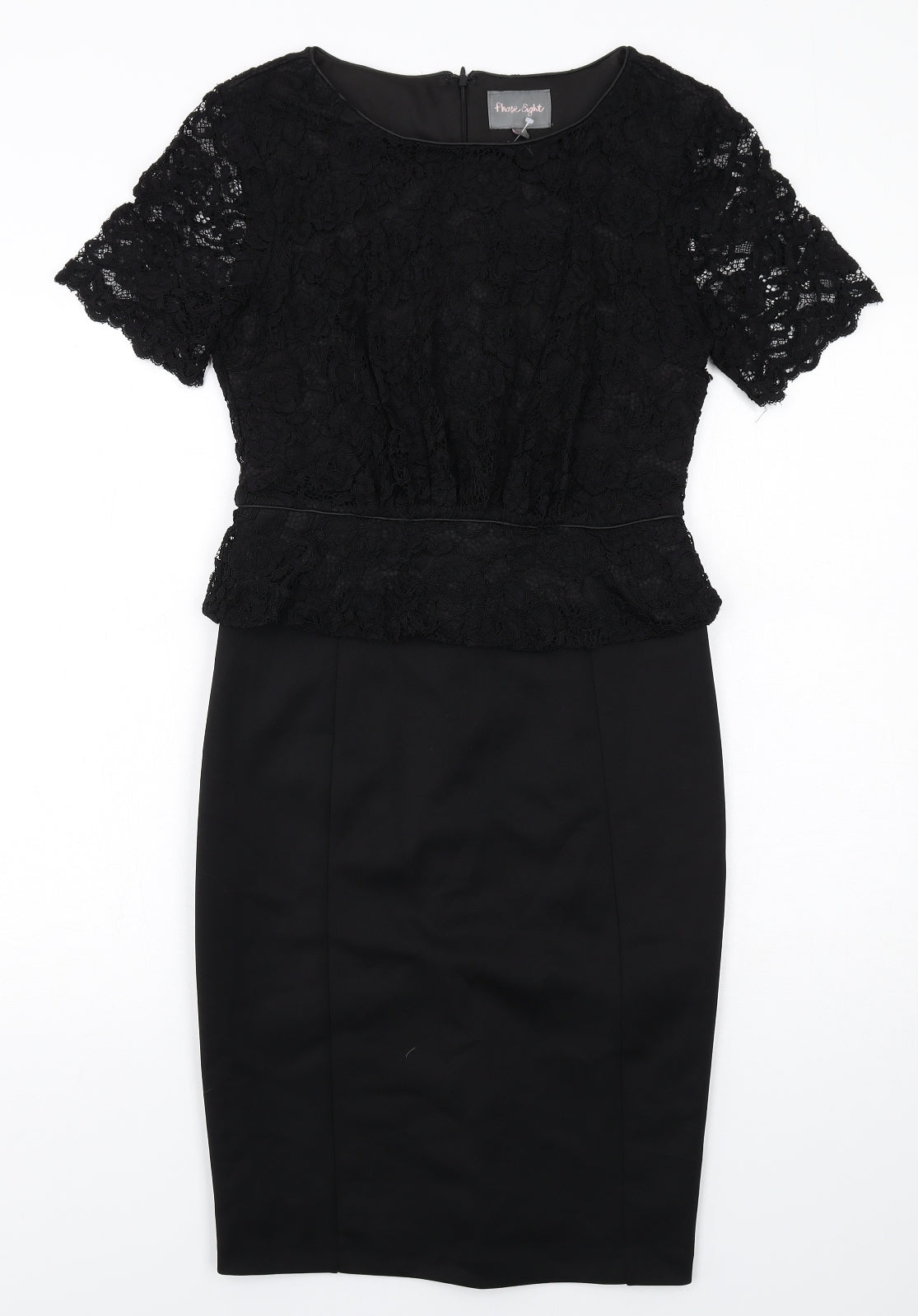 Phase Eight Womens Black Nylon Shift Size 10 Round Neck Zip