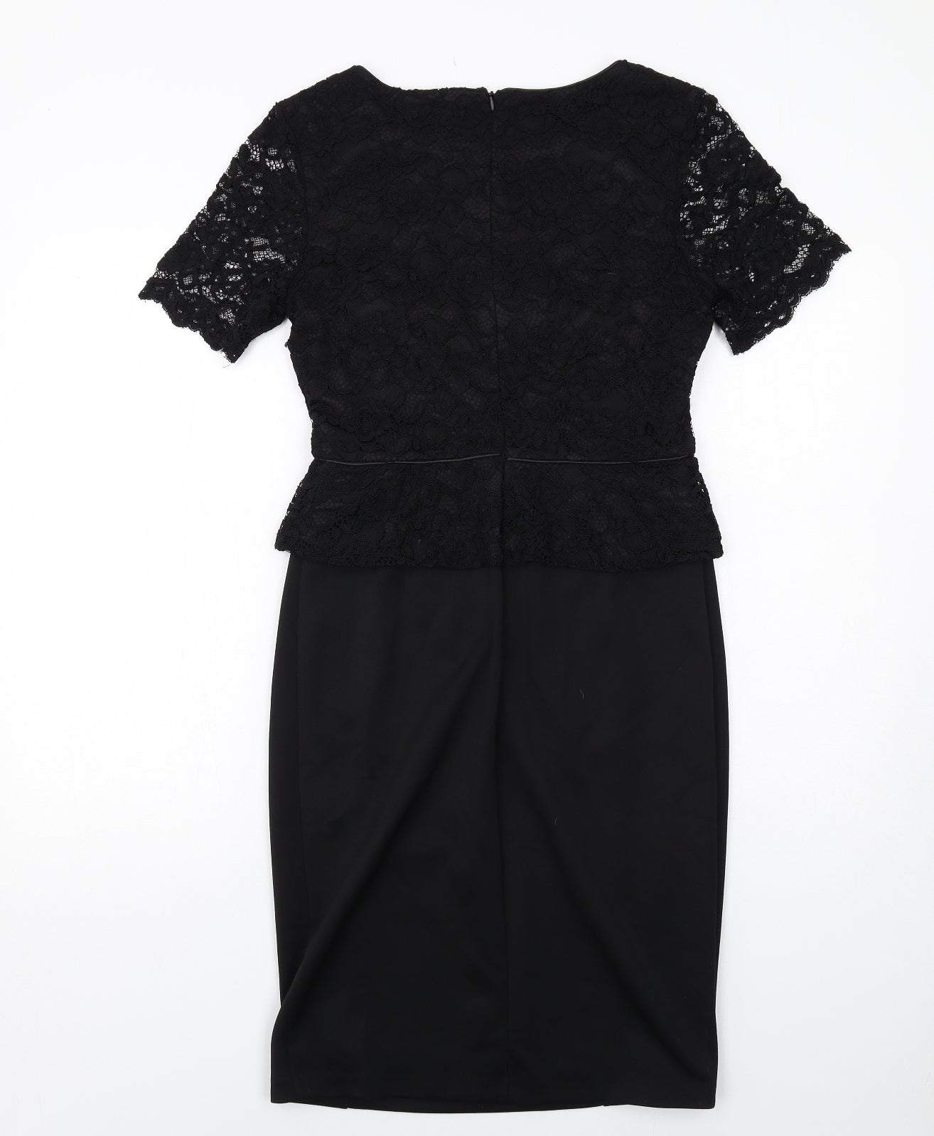 Phase Eight Womens Black Nylon Shift Size 10 Round Neck Zip