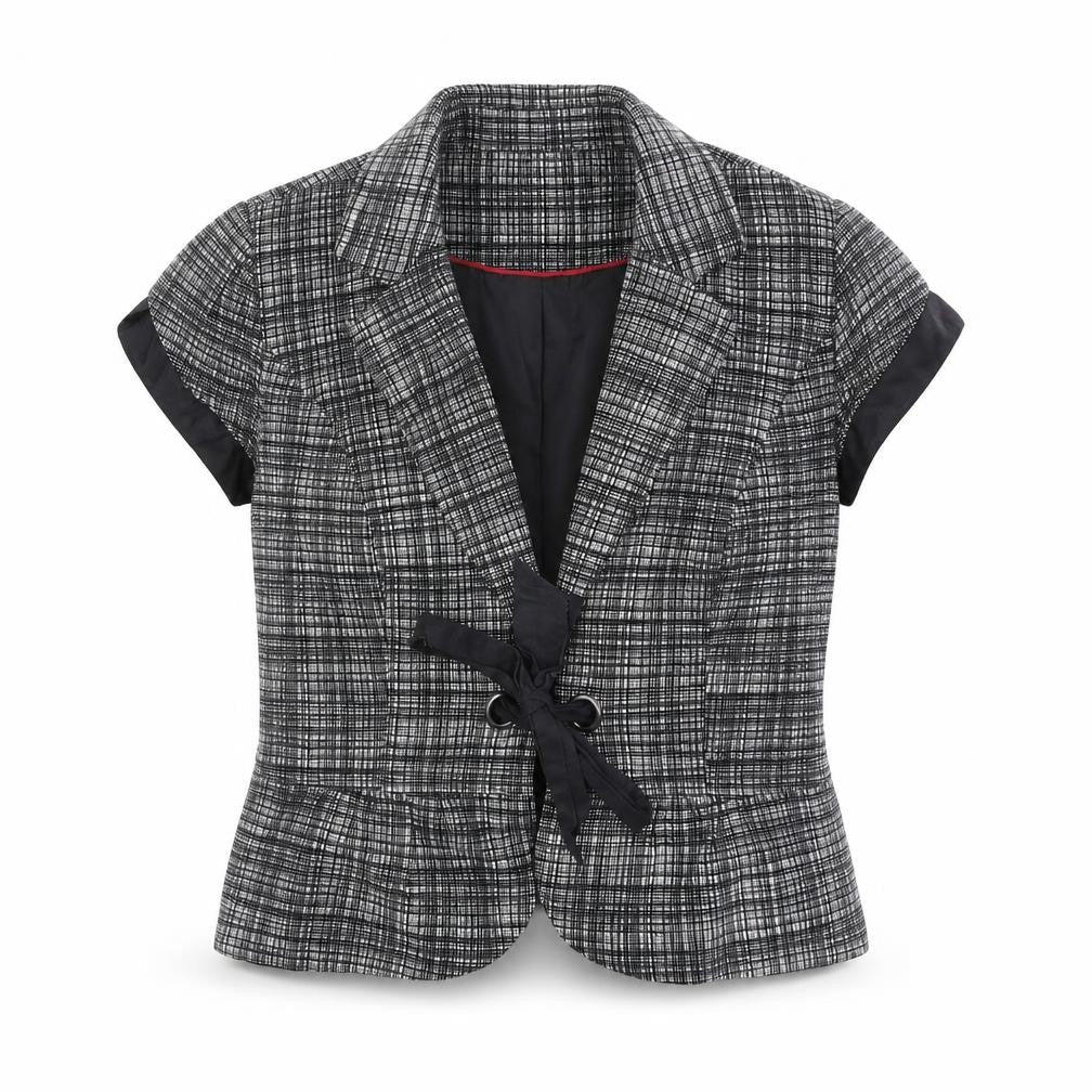 Marks & Spencer Womens Black Geometric Jacket Blazer Size 12 Tie