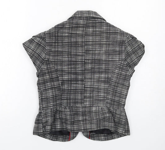 Marks and Spencer Womens Black Geometric Jacket Blazer Size 12 Tie
