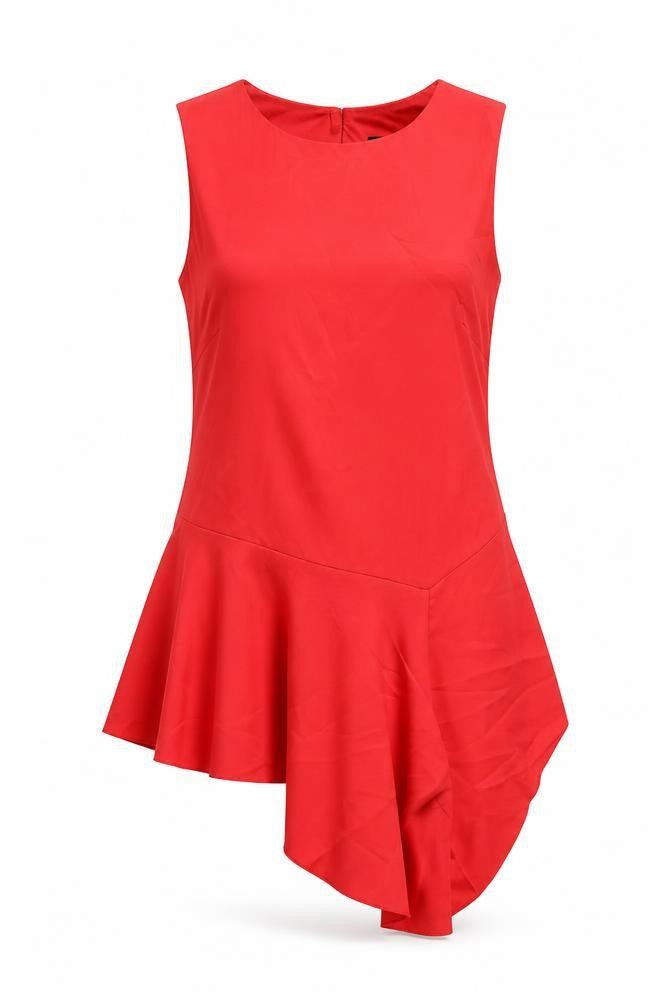 Roman Womens Red Polyester Basic Tank Size 10 Round Neck