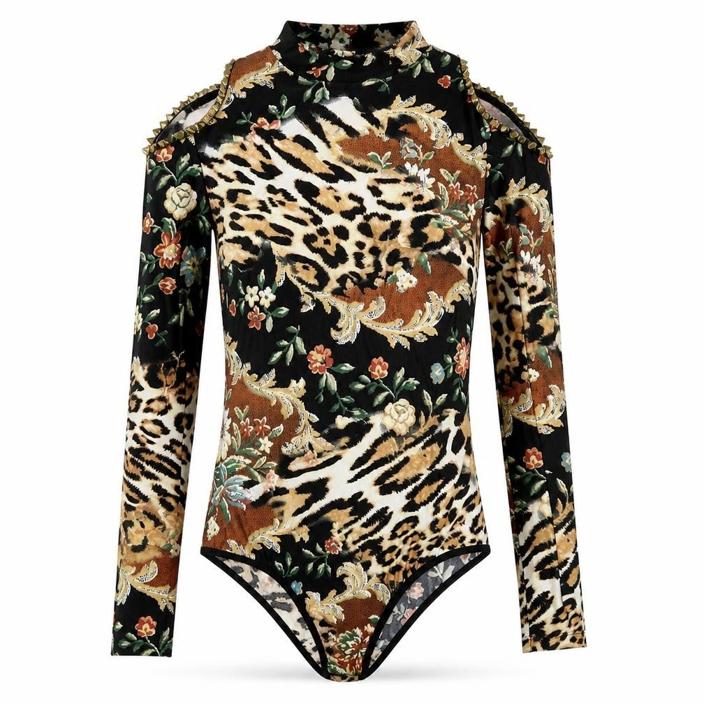 Freak of Nature Womens Multicoloured Geometric Polyester Bodysuit One-Piece Size 12 Snap