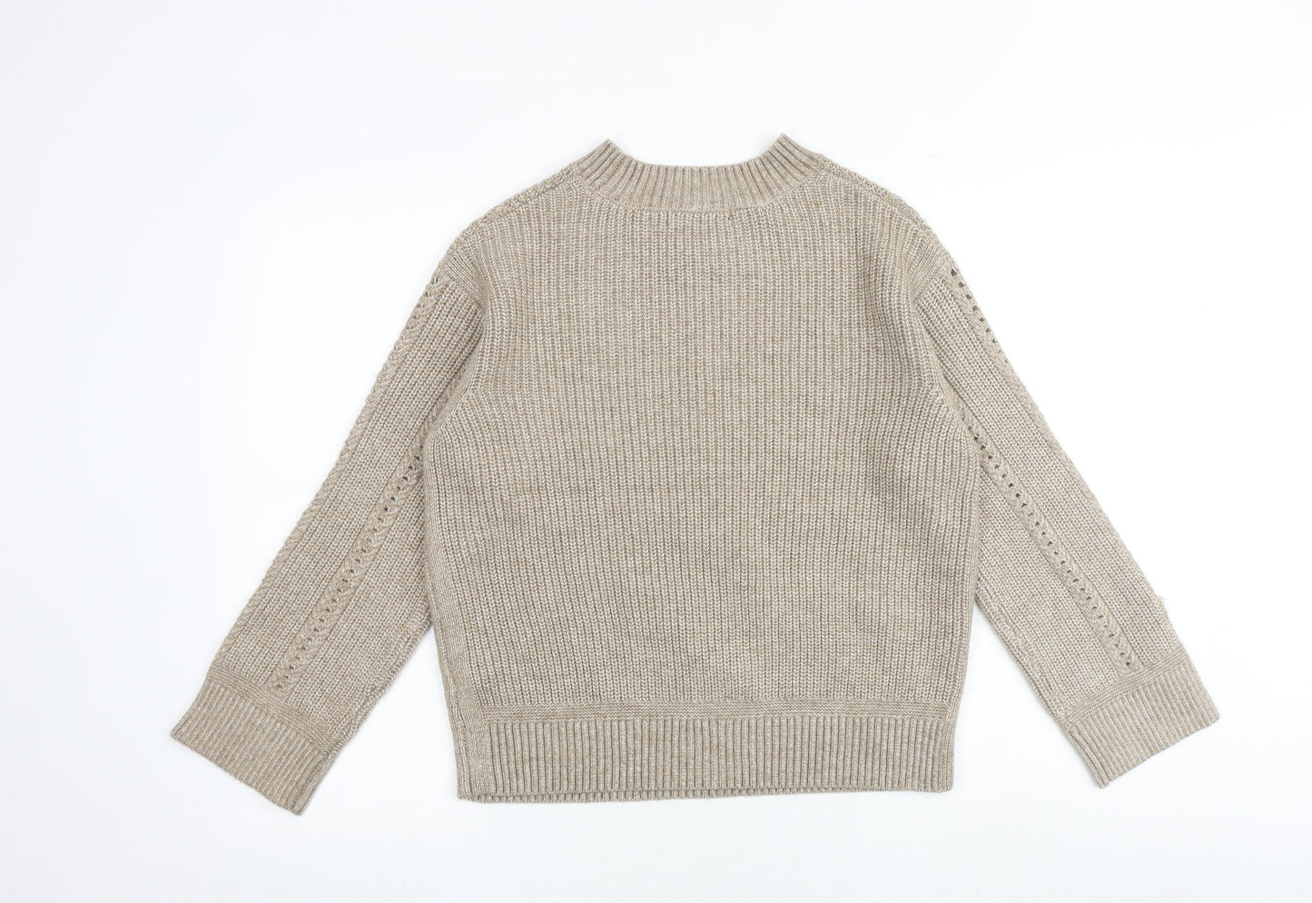 Marks and Spencer Womens Brown Round Neck Polyester Pullover Jumper Size S