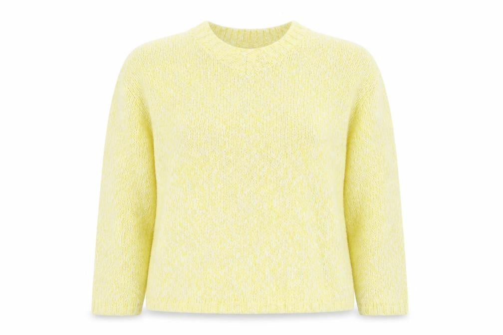 Marks and Spencer Womens Yellow Round Neck Polyester Pullover Jumper Size L