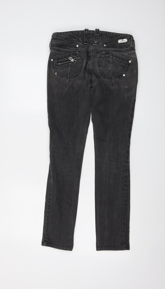 River Island Womens Grey Cotton Straight Jeans Size 8 L29 in Regular Button