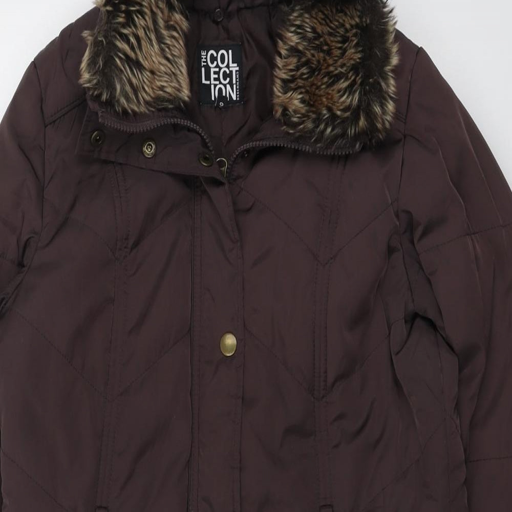 Debenhams Womens Brown Overcoat Coat Size 10 Zip