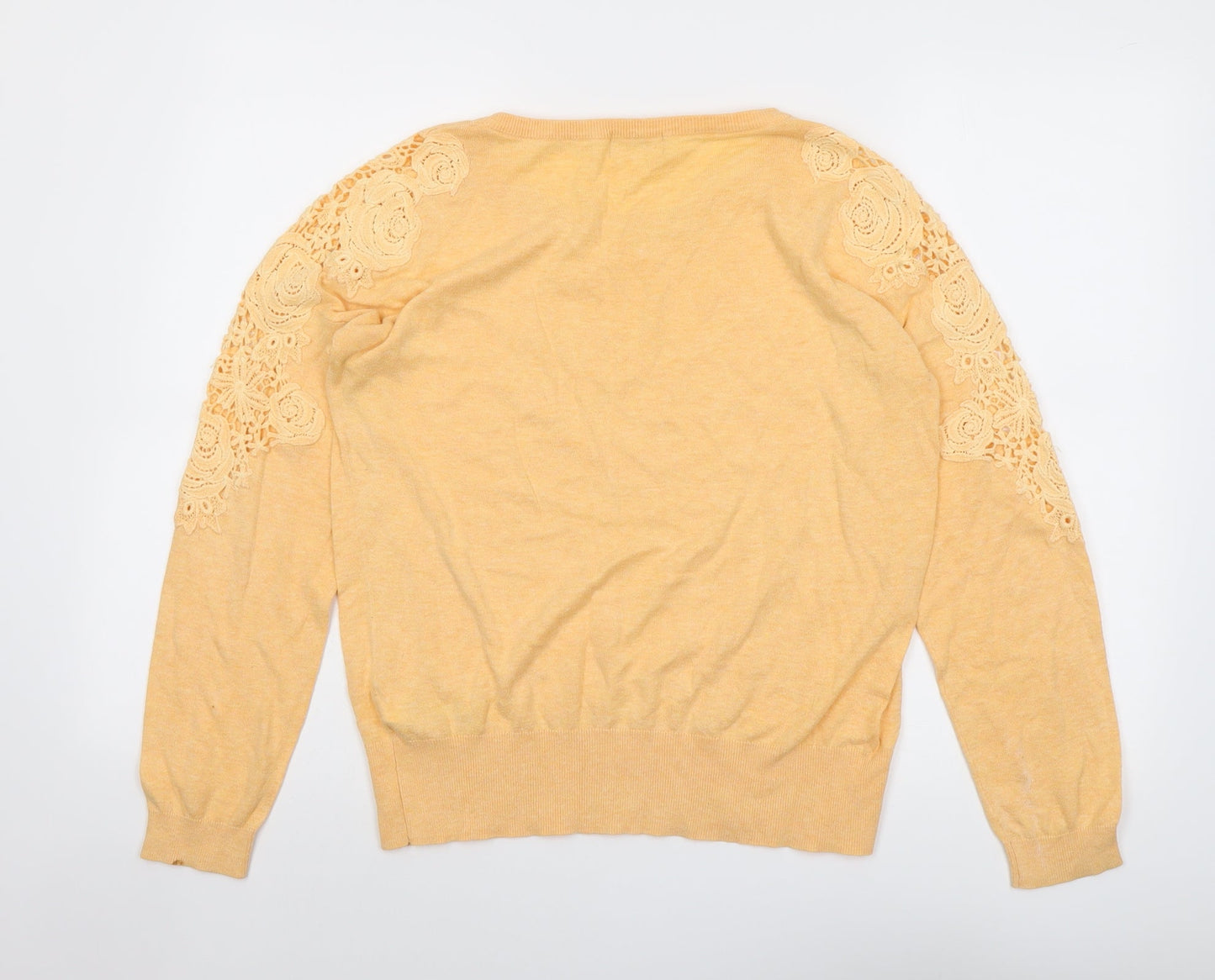 Indigo Womens Orange Round Neck Cotton Pullover Jumper Size 14
