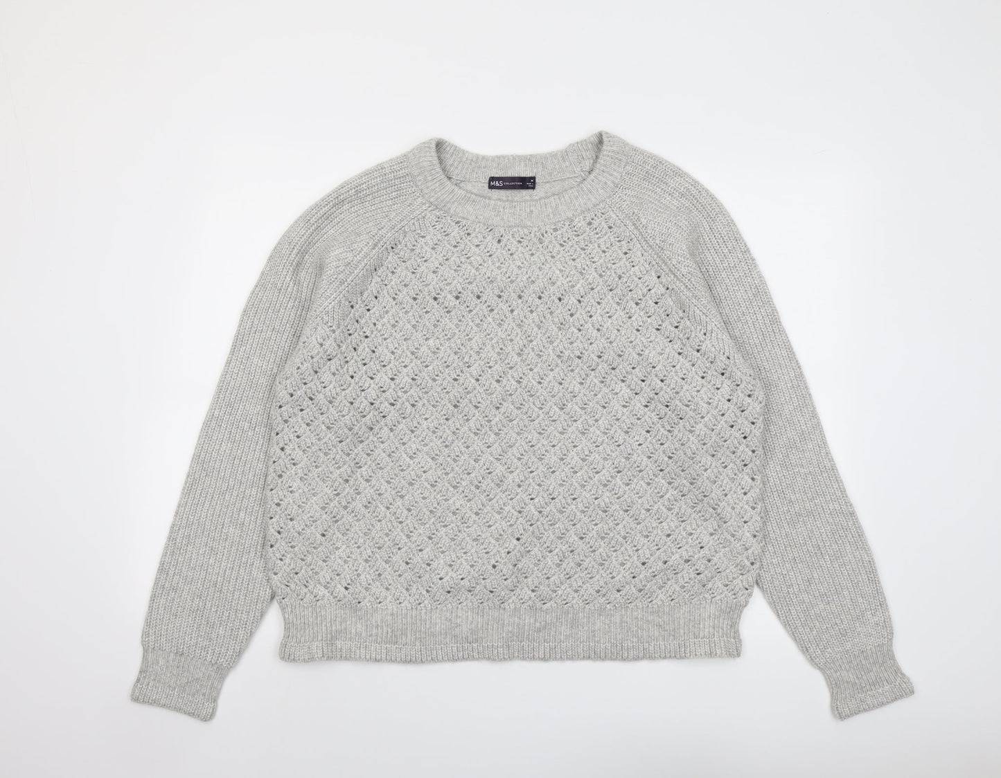 Marks and Spencer Womens Grey Round Neck Polyester Pullover Jumper Size M