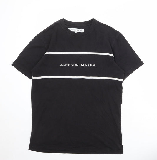 Jameson Carter Mens Black Cotton T-Shirt Size S Round Neck